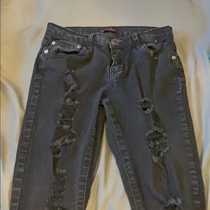 Black faded ripped jeans